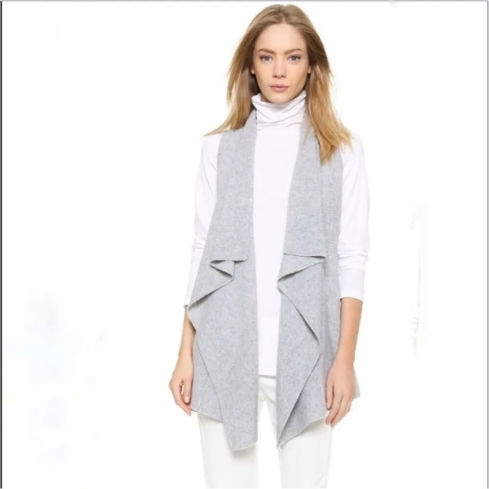 Vince Size M Gray Wool/Cashmere Heathered Draped Vest Sleeveless Cardigan